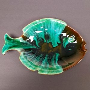 Vintage redware fish-shaped trinket/candy/nut dish